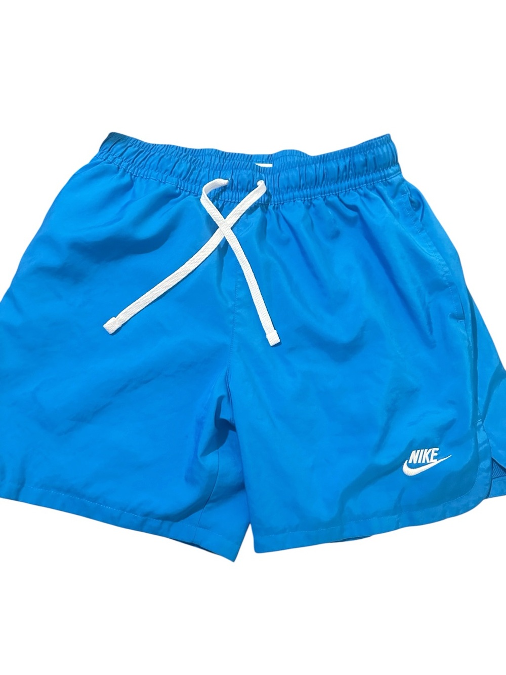 Nike Blue Athletic Swim Shorts with White Logo